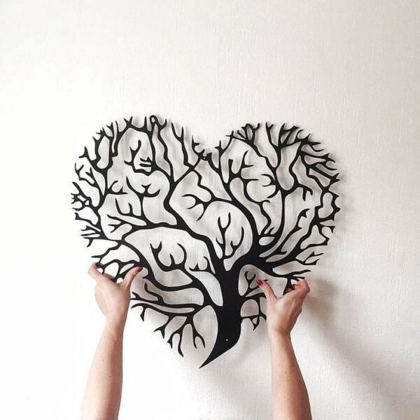 Heart Tree Wooden Wall Art - Unique Decor for Home, Office, and Room